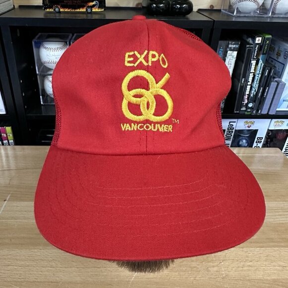 Vintage 1986 World Expo Snapback Hat Vancouver Mesh Trucker - Picture 1 of 6